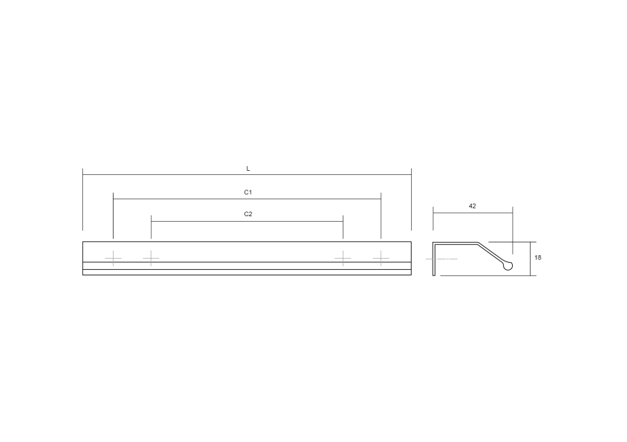 Ilga profilinė rankenėlė WING -1200| antikinė bronza L613